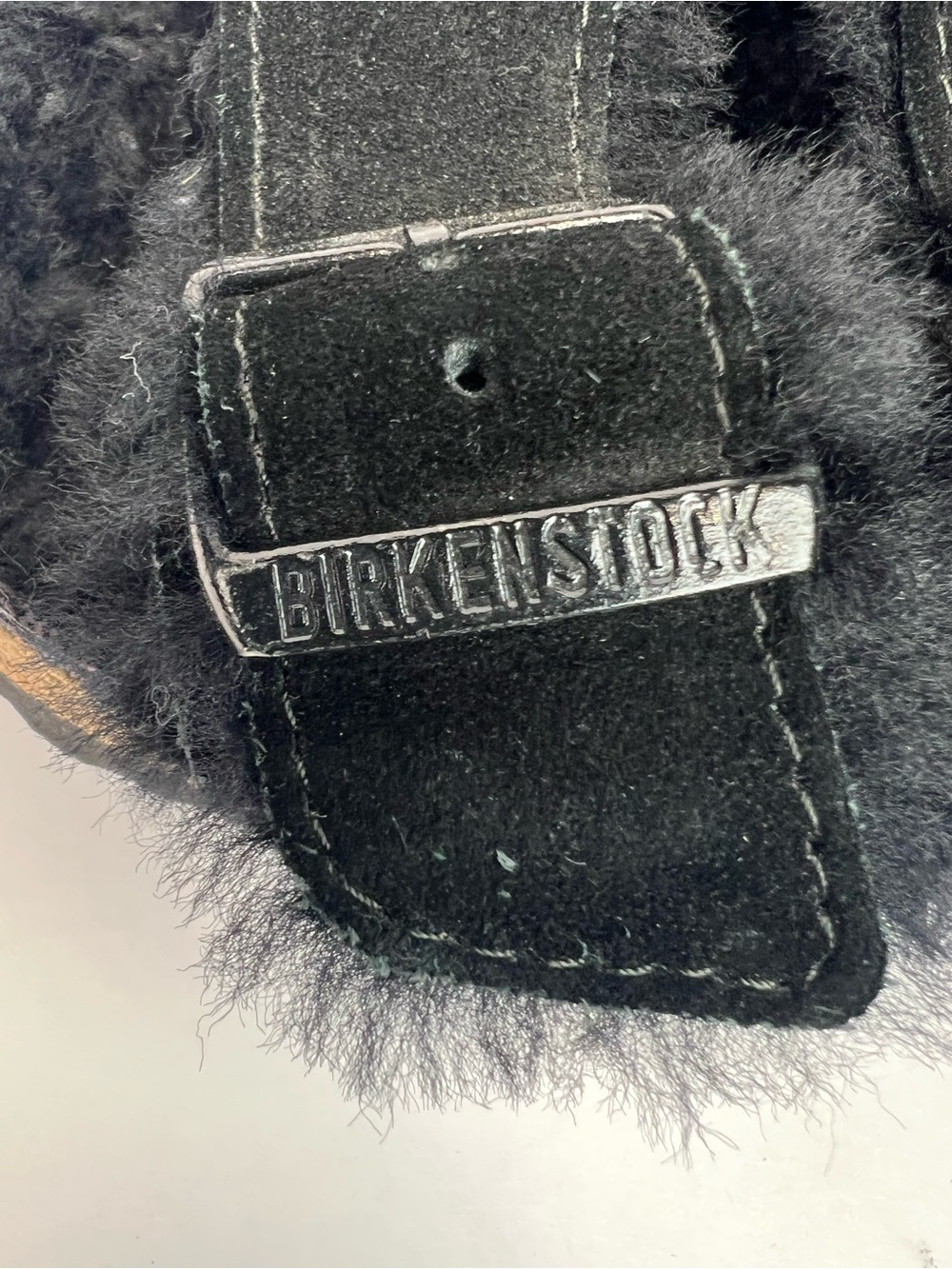 Birkenstock Black Faux Shearling Double Buckle Slides US 7 Euro 38 - Picture 5 of 8